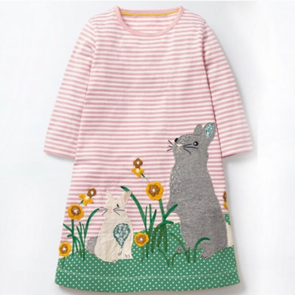 MINI BODEN PINK AND WHITE STRIPED DRESS